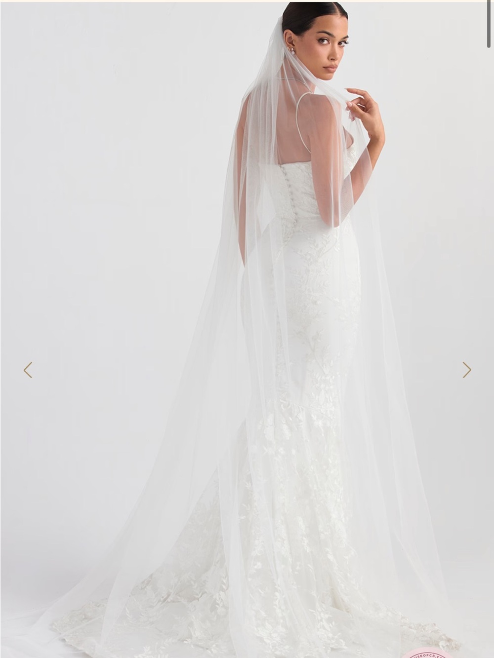 House of CB White Sheer Bridal Veil Leone